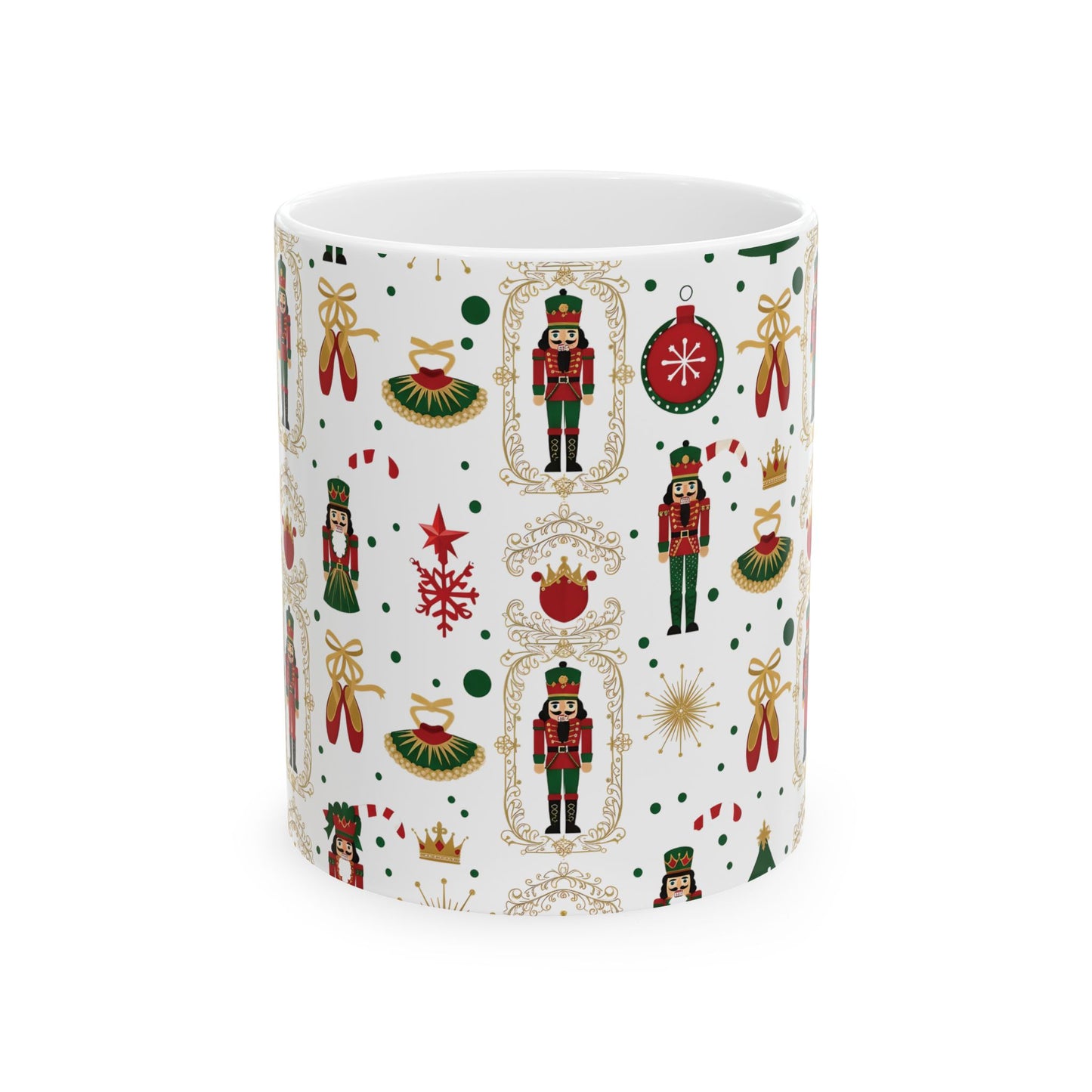 Nutcracker Pattern Mug | Christmas Holiday Ceramic Mug