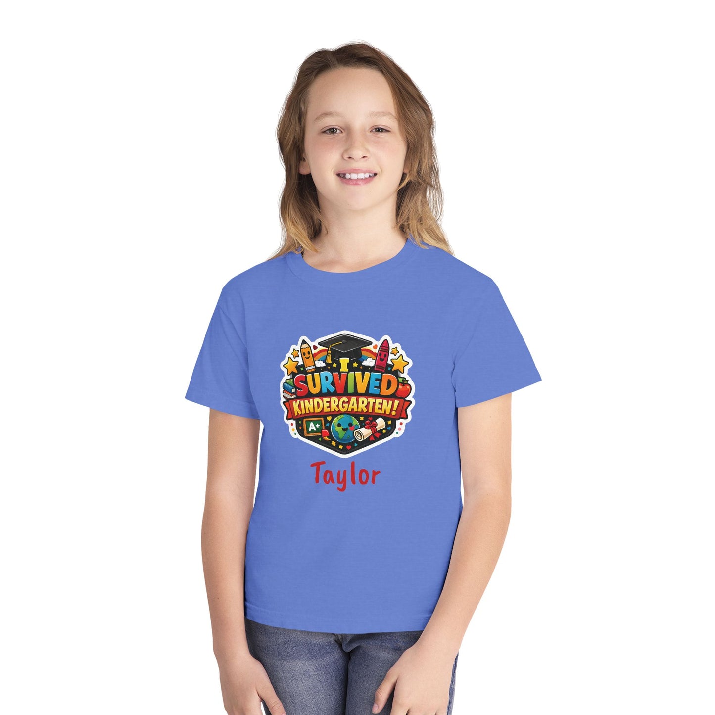 I Survived Kindergarten T-shirt | Kids Graduation Tee, Personalized Name Option