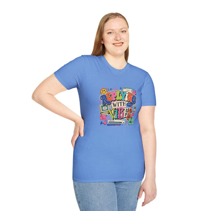 Replying With Vibes T-Shirt | Retro Colorful Typography, 90s Aesthetic