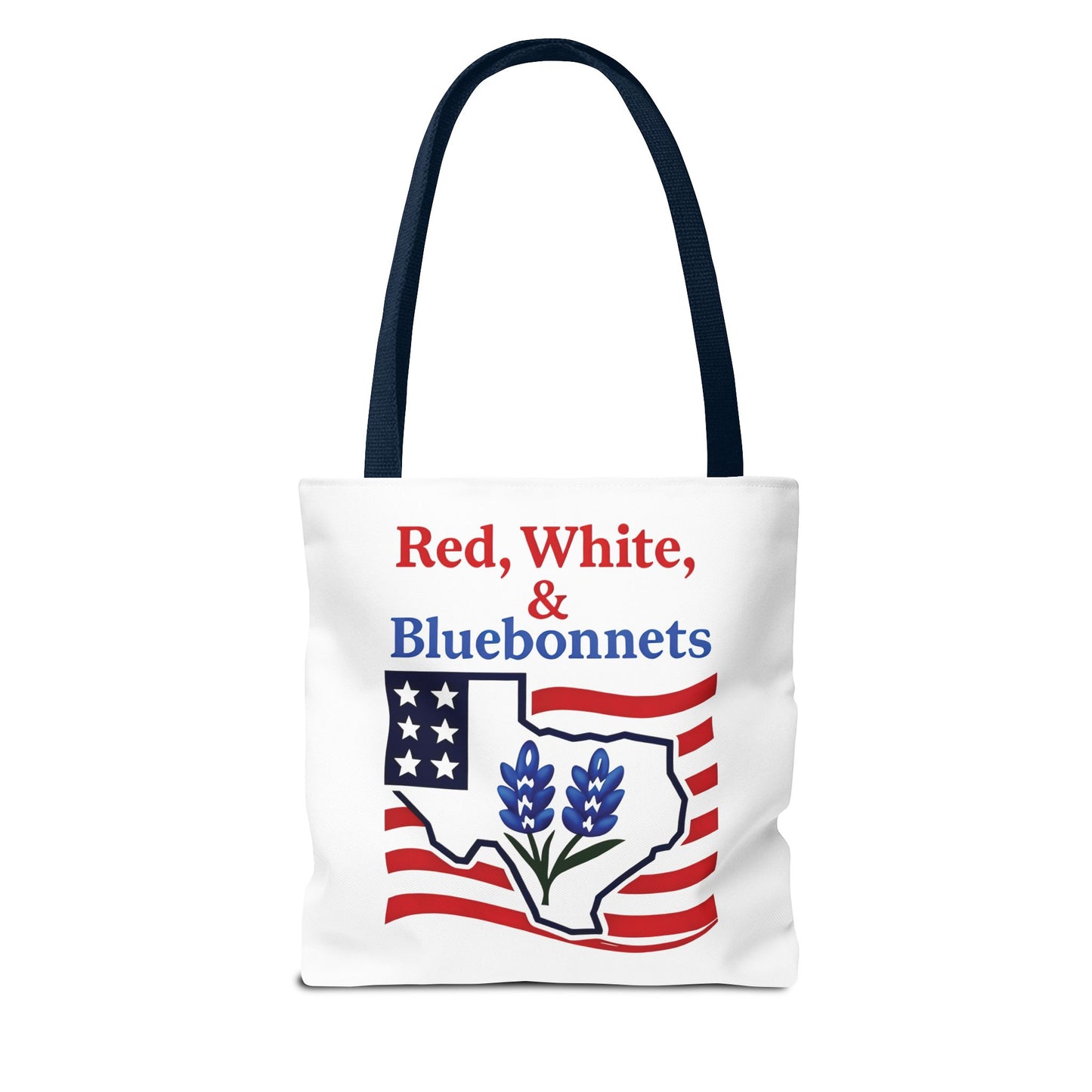 Texas Patriot Tote Bag, Red White and Bluebonnets, Independence Day Accessory, Summer Travel Bag, Gift for Texans, Stylish Grocery Tote