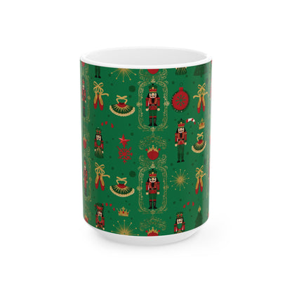 Nutcracker Pattern Mug | Christmas Ceramic Mug, 11oz or 15oz
