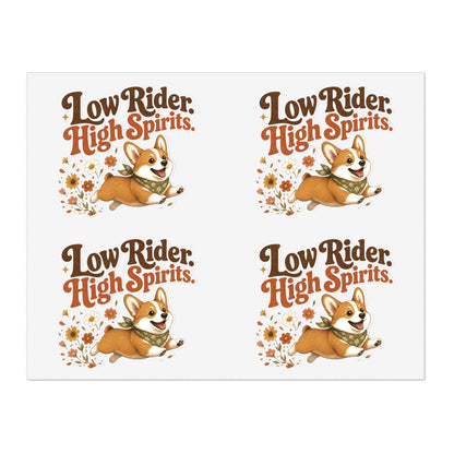 Low Rider High Spirits Corgi Sticker Sheet | Retro Floral Corgi Stickers
