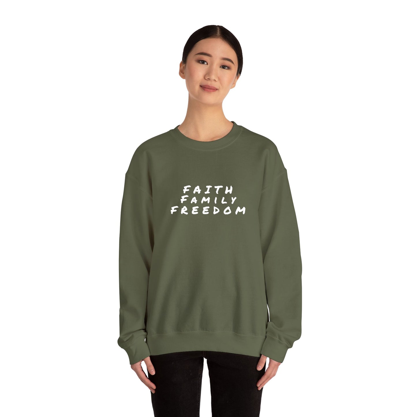 Faith Family Freedom Sweatshirt, Religious Pullover Jumper, Christian Crewneck, Inspirational Sweatshirt, Unisex Religious Shirt, Faith