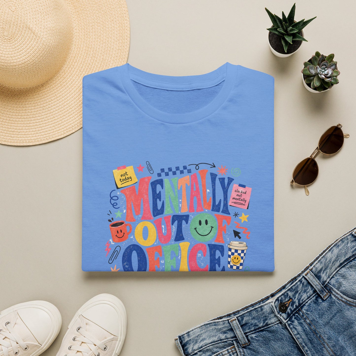 Mentally Out Of Office T-Shirt | Colorful Retro Graphic