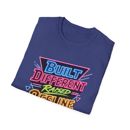Built Different Raised Offline T-Shirt | Retro 80s Neon Graphic Tee
