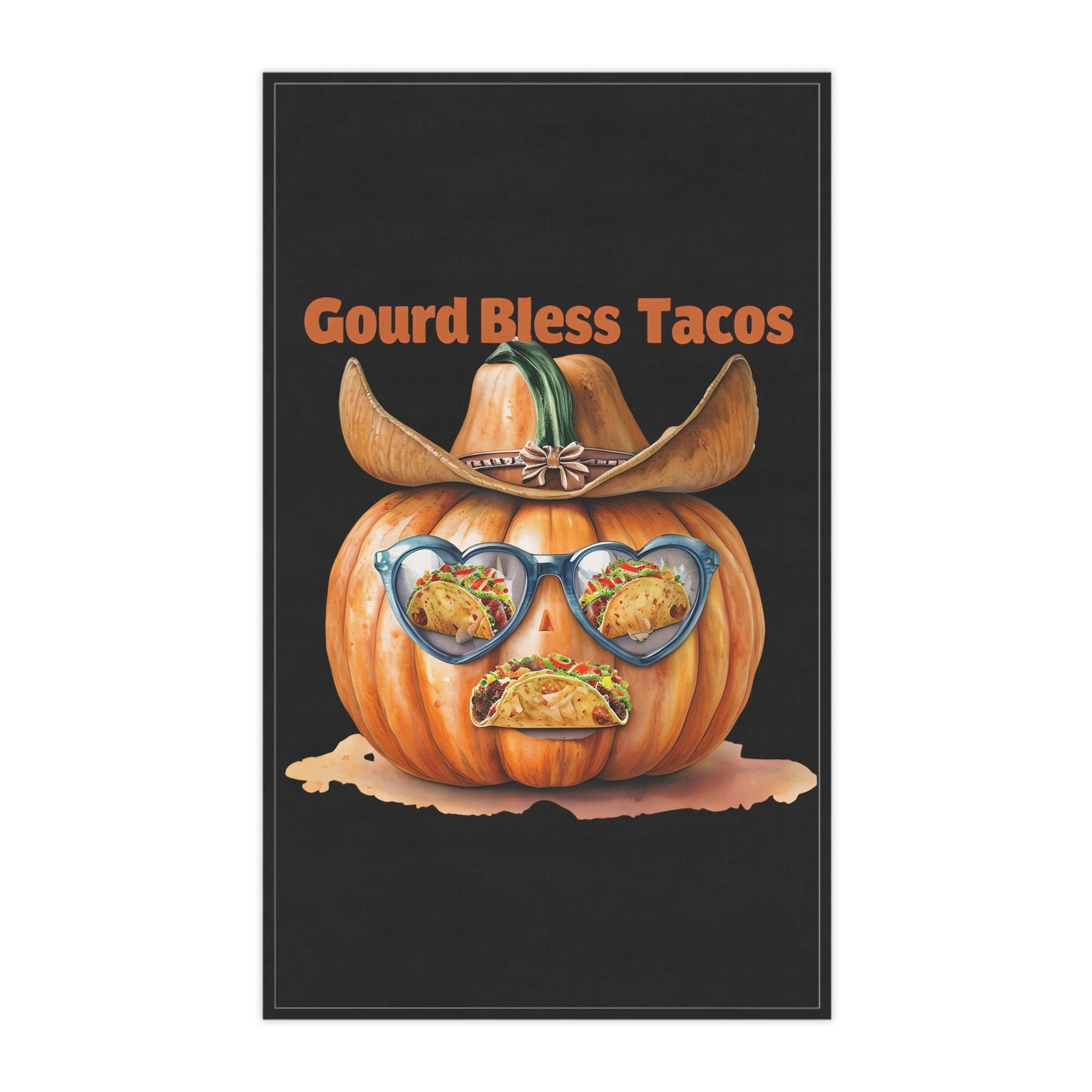 Festive Taco Lover's Tea Towels, Gourd Bless Tacos Kitchen Decor, Fall Kitchen Gift, Funny Halloween Homeware, Pumpkin Art Towels