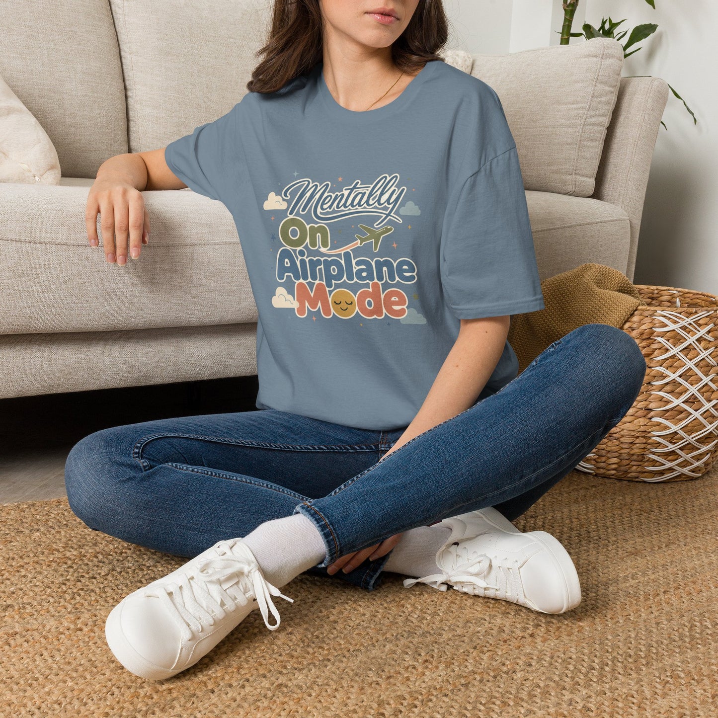 Mentally On Airplane Mode T-Shirt | Travel Plane Graphic