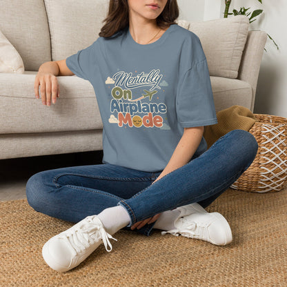 Mentally On Airplane Mode T-Shirt | Travel Plane Graphic