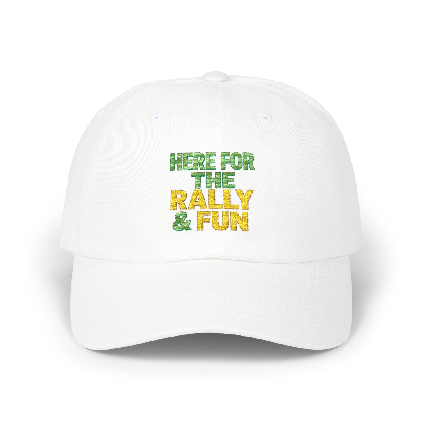 Here For The Rally & Fun Dad Cap | Embroidered Sport Rally Hat