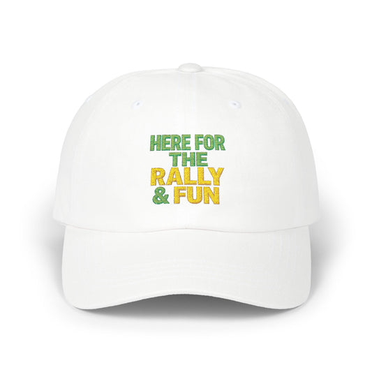 Here For The Rally & Fun Dad Cap | Embroidered Sport Rally Hat