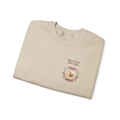 Queen of the Hive Bee Sweatshirt | Antique rose floral wreath