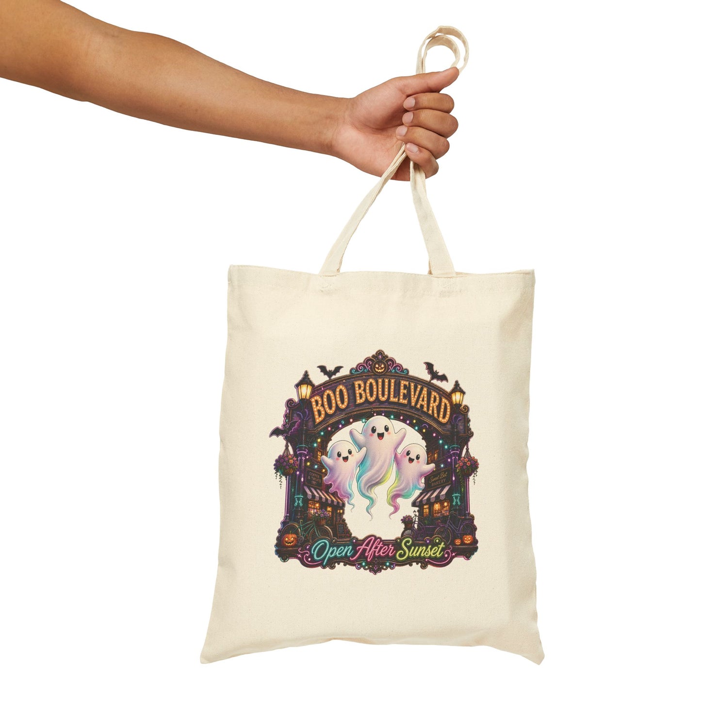 Boo Boulevard Ghosts Tote Bag | Halloween Trick-or-Treat Canvas Tote