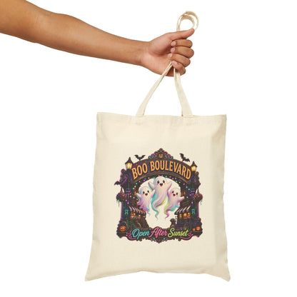 Boo Boulevard Ghosts Tote Bag | Halloween Trick-or-Treat Canvas Tote
