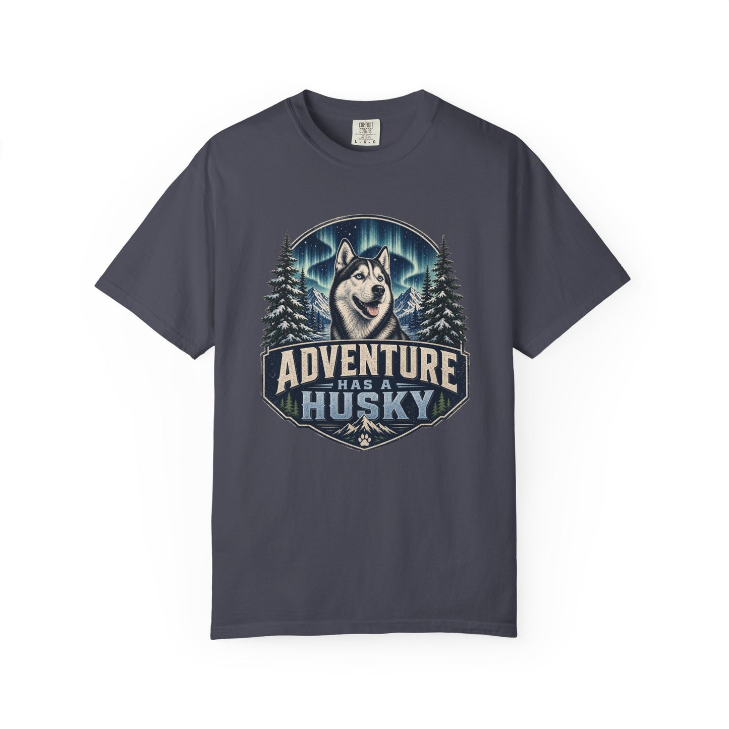 Adventure Has a Husky T-shirt | Husky Dog Graphic, Northern Lights, Outdoors