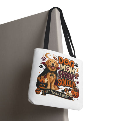 Dog Mom Spook Squad Tote Bag | Halloween Golden Retriever Pumpkin Design