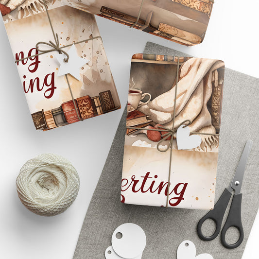 Charming Book-Themed Wrapping Paper, Ideal for Book Lovers, Gifts for Holidays, Birthdays, Literary Celebrations, Eco-Friendly Gift Wrap