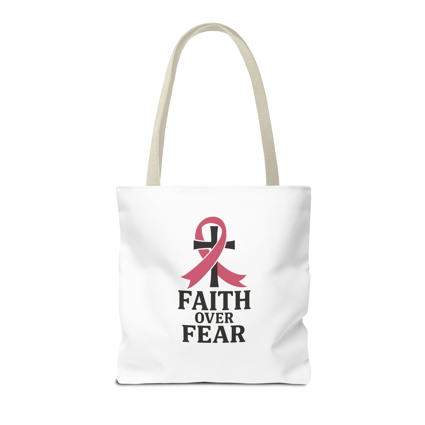 Faith Over Fear Tote Bag, Inspirational Gift for Cancer Awareness, Motivational Tote, Breast Cancer Support, Daily Use Bag