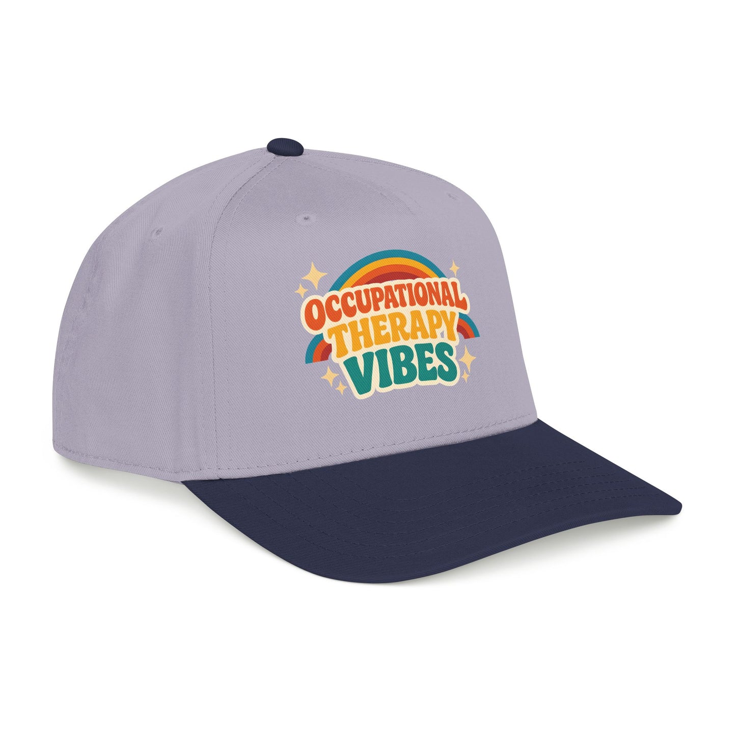 Occupational Therapy Vibes Cap | Retro Rainbow Mid Profile Baseball Cap