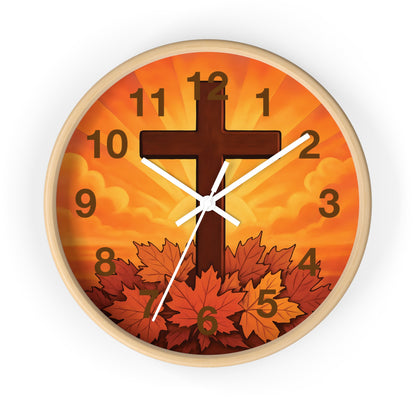 Faith-Inspired Autumn Wall Clock | Rustic Home Decor, Inspirational Gift, Christian Decor, Fall Decor, Cross Design