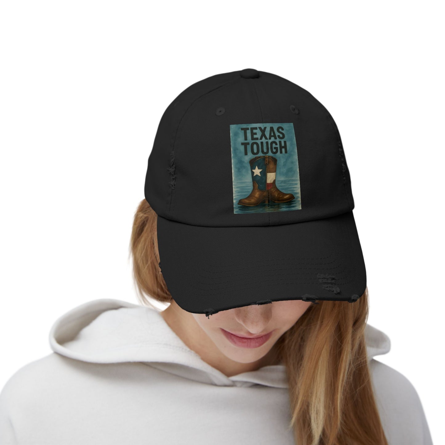 Cap Texas Tough Cowboy Boots, Unisex Baseball Hat, Distressed Cap, Texas Flood Support, Tragedy Relief Gift
