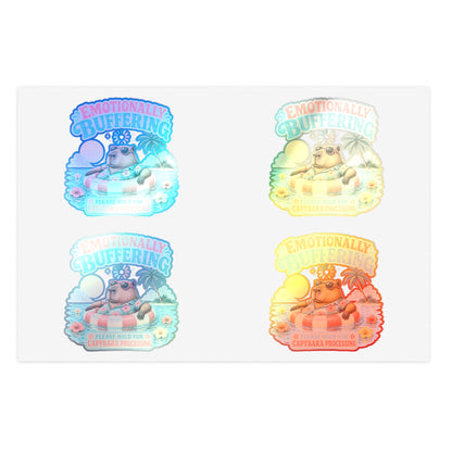 Emotionally Buffering Capybara Illustration Sticker Sheet | 4pcs