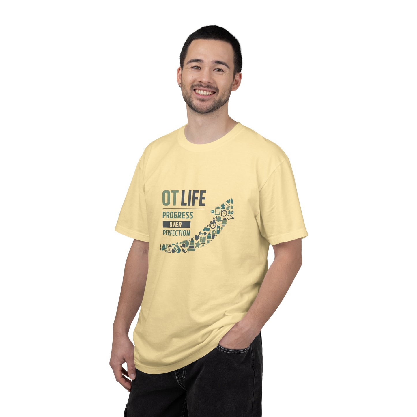 OT Life Progress Over Perfection T-Shirt | Occupational Therapy Arrow Design