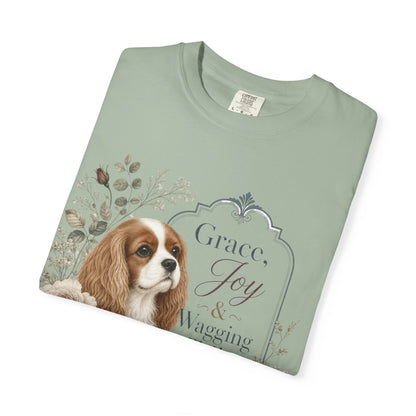 Cavalier King Charles Spaniel floral portrait T-shirt | Grace Joy Wagging Tails