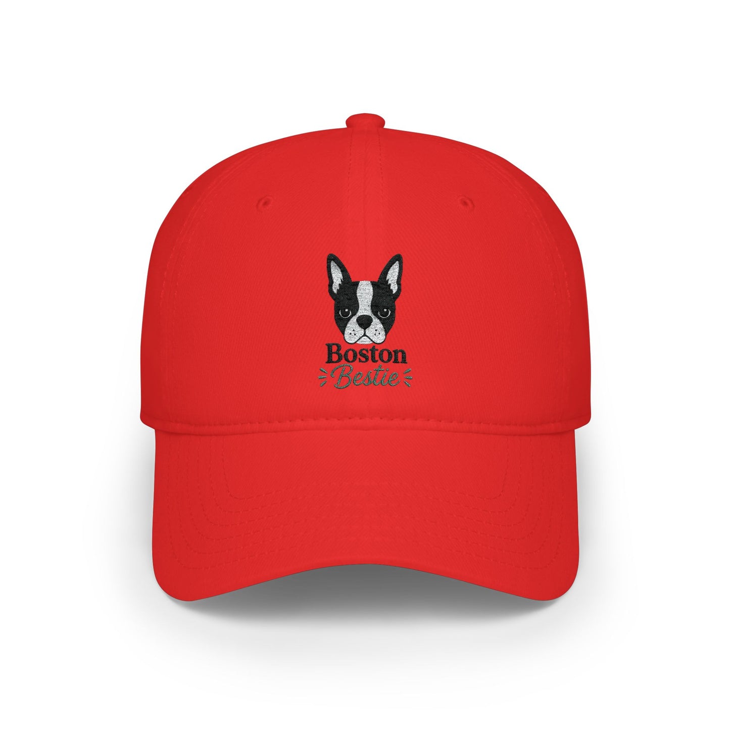 Boston Terrier Low Profile Baseball Cap — Embroidered Dog Face Hat