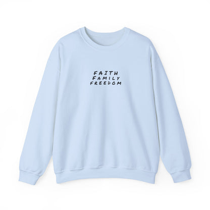 Faith Family Freedom Sweatshirt, Christian Sweatshirt, Religious Apparel, Inspirational Jumper, Religious Gift for Him/Her, Cozy Sweatshirt