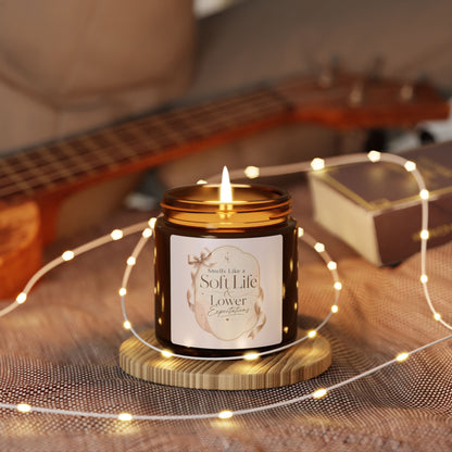 Soft Life Scented Candle amber jar | soy candle