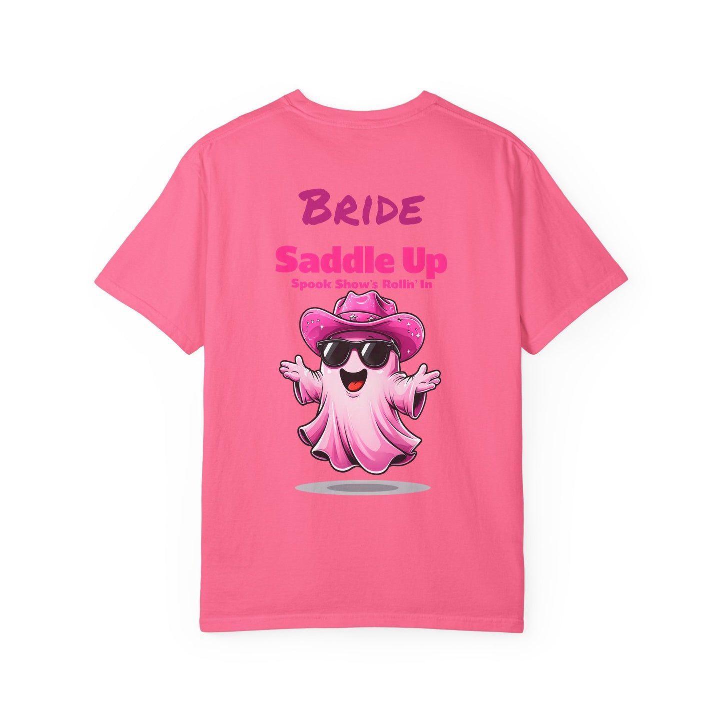 Bride Saddle Up Ghost T-shirt - Fun Unisex Tee for Weddings, Bachelorette Parties, Halloween, Unique Gift for Brides