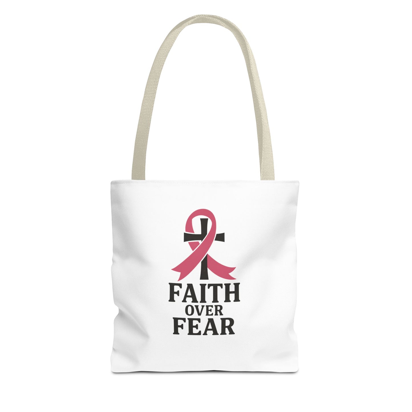 Faith Over Fear Tote Bag, Inspirational Gift for Cancer Awareness, Motivational Tote, Breast Cancer Support, Daily Use Bag