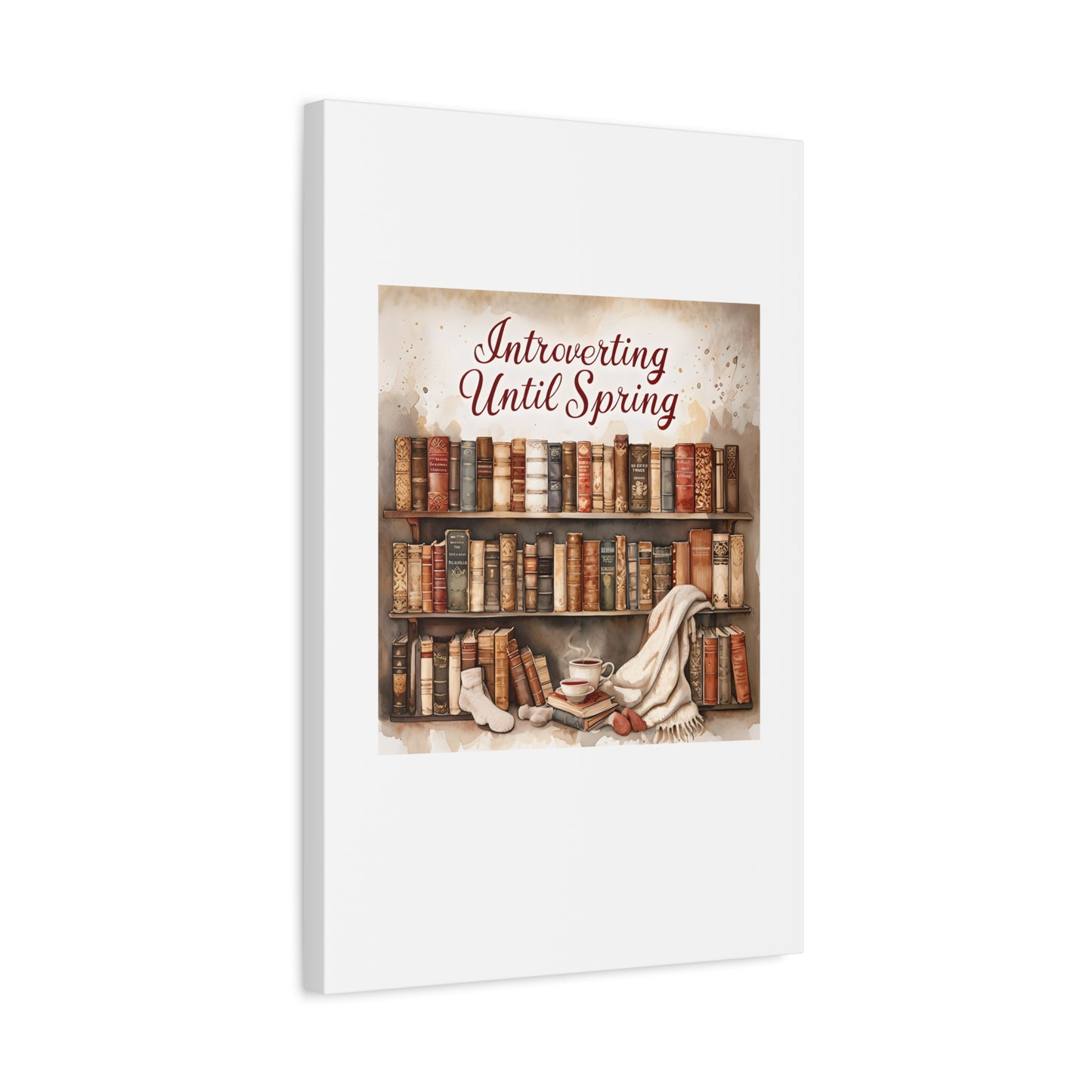 Cozy Wall Art, Introverting Until Spring Quote, Home Decor, Book Lover Gift, Spring Decor, Library Aesthetic
