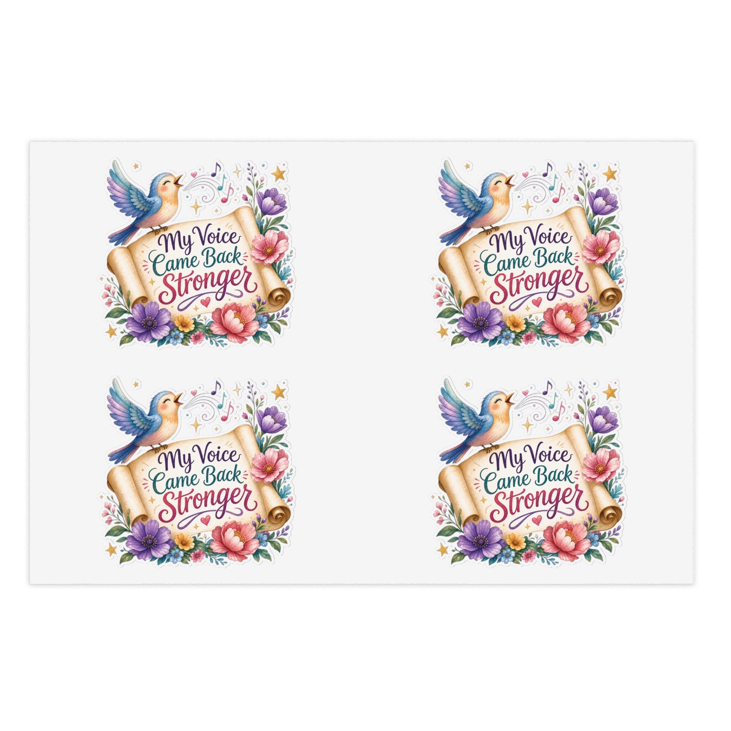 My Voice Came Back Stronger Sticker Sheet | Floral Hummingbird Inspirational