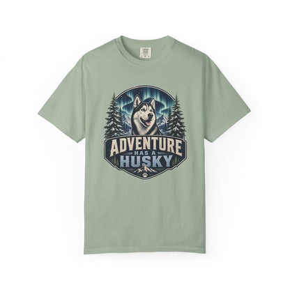Adventure Has a Husky T-shirt | Husky Dog Graphic, Northern Lights, Outdoors