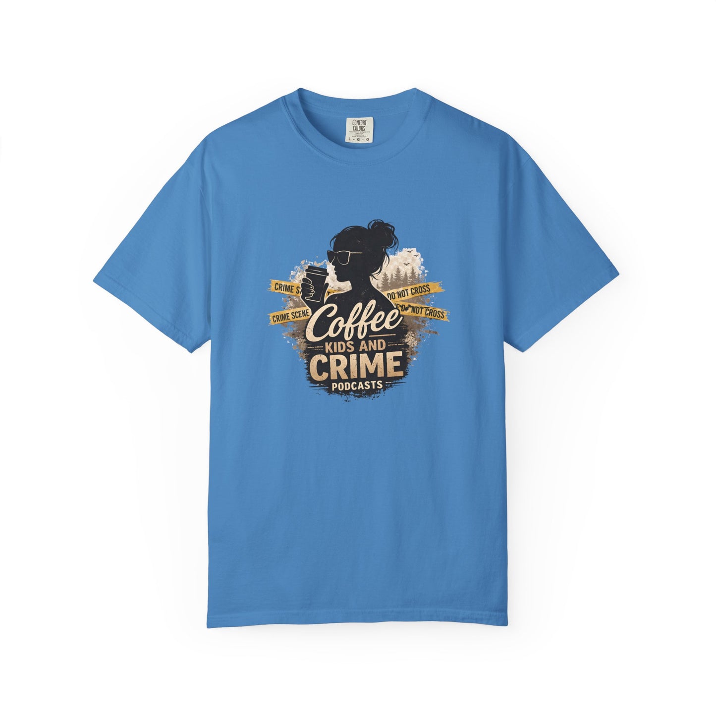 Coffee Kids and Crime Podcast Mom T-Shirt | Coffee Mug Silhouette Tee