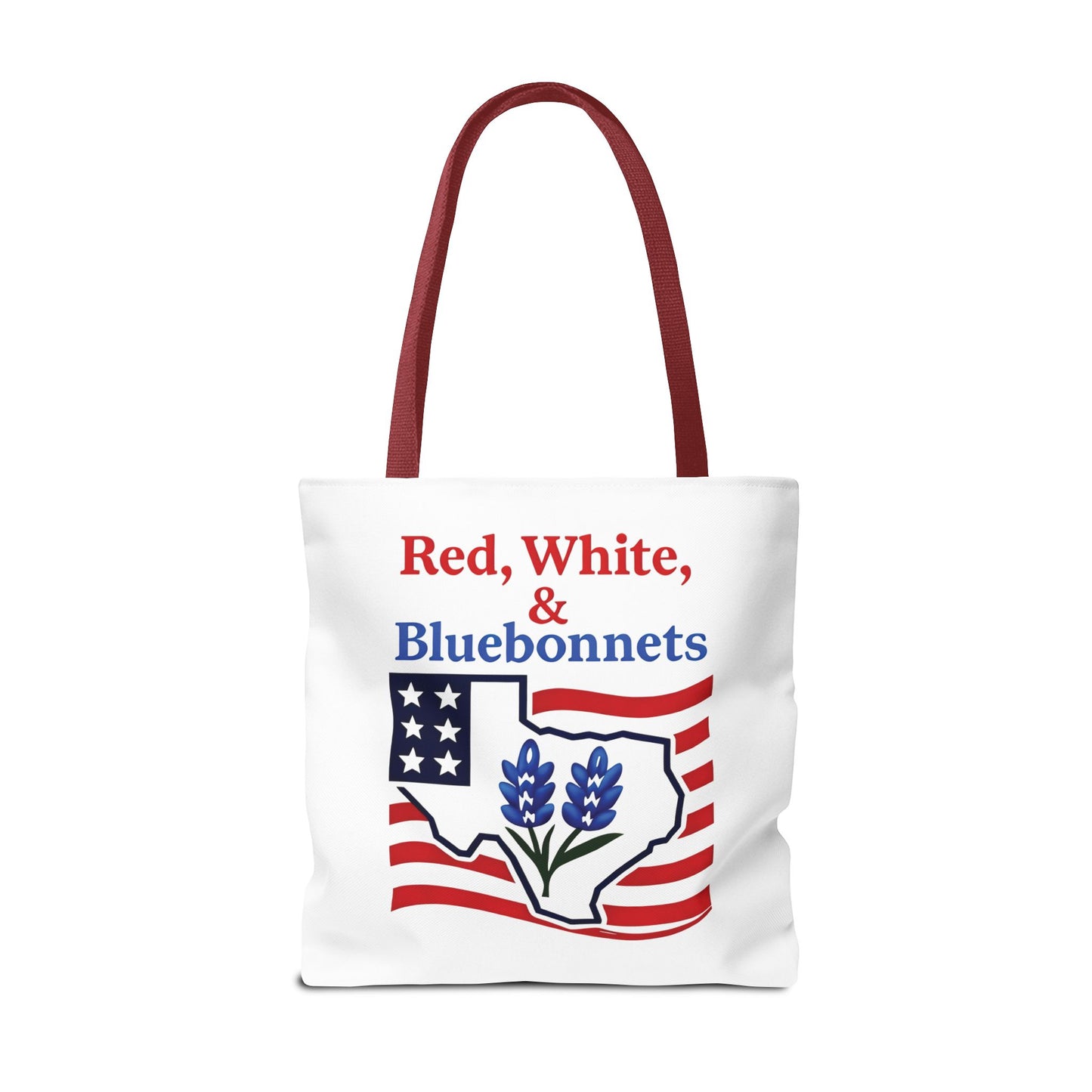 Texas Patriot Tote Bag, Red White and Bluebonnets, Independence Day Accessory, Summer Travel Bag, Gift for Texans, Stylish Grocery Tote