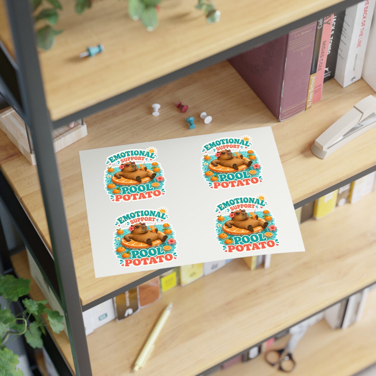 Emotional Support Pool Potato Capybara Sticker Sheet