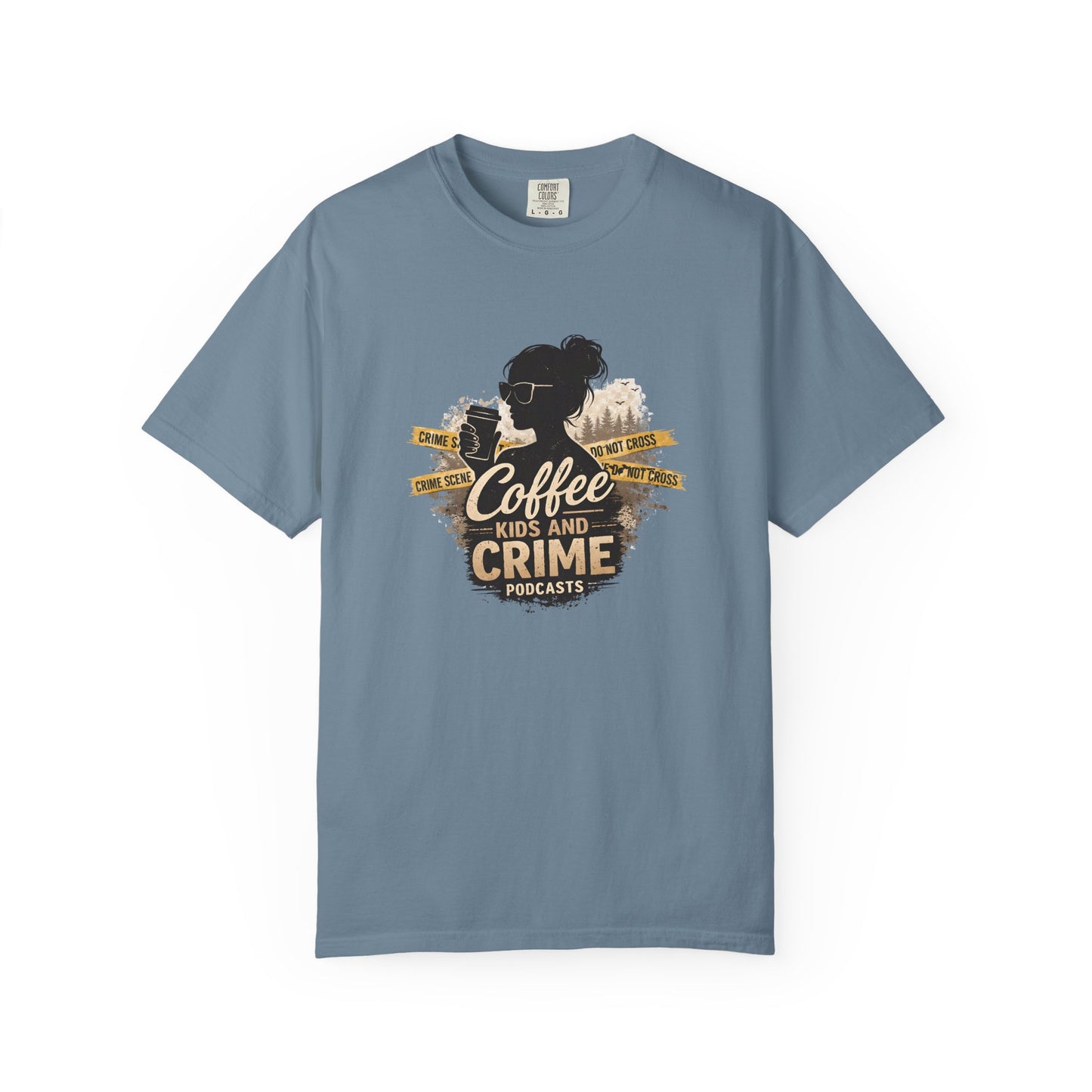 Coffee Kids and Crime Podcast Mom T-Shirt | Coffee Mug Silhouette Tee