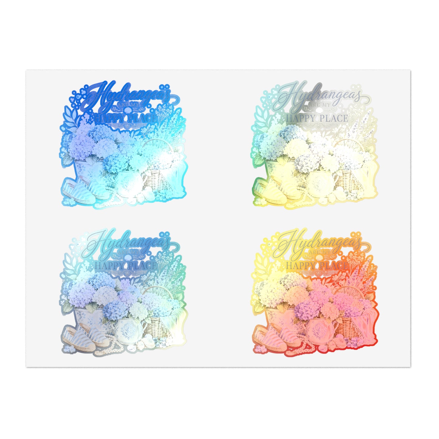 Hydrangeas Happy Place Sticker Sheet | Floral Hydrangea Decorative Stickers