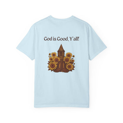 Unisex Sunflower Tee - Inspirational T-Shirt, God is Good Y'all, Casual Wear, Gift for Gardeners, Faith-Based Apparel