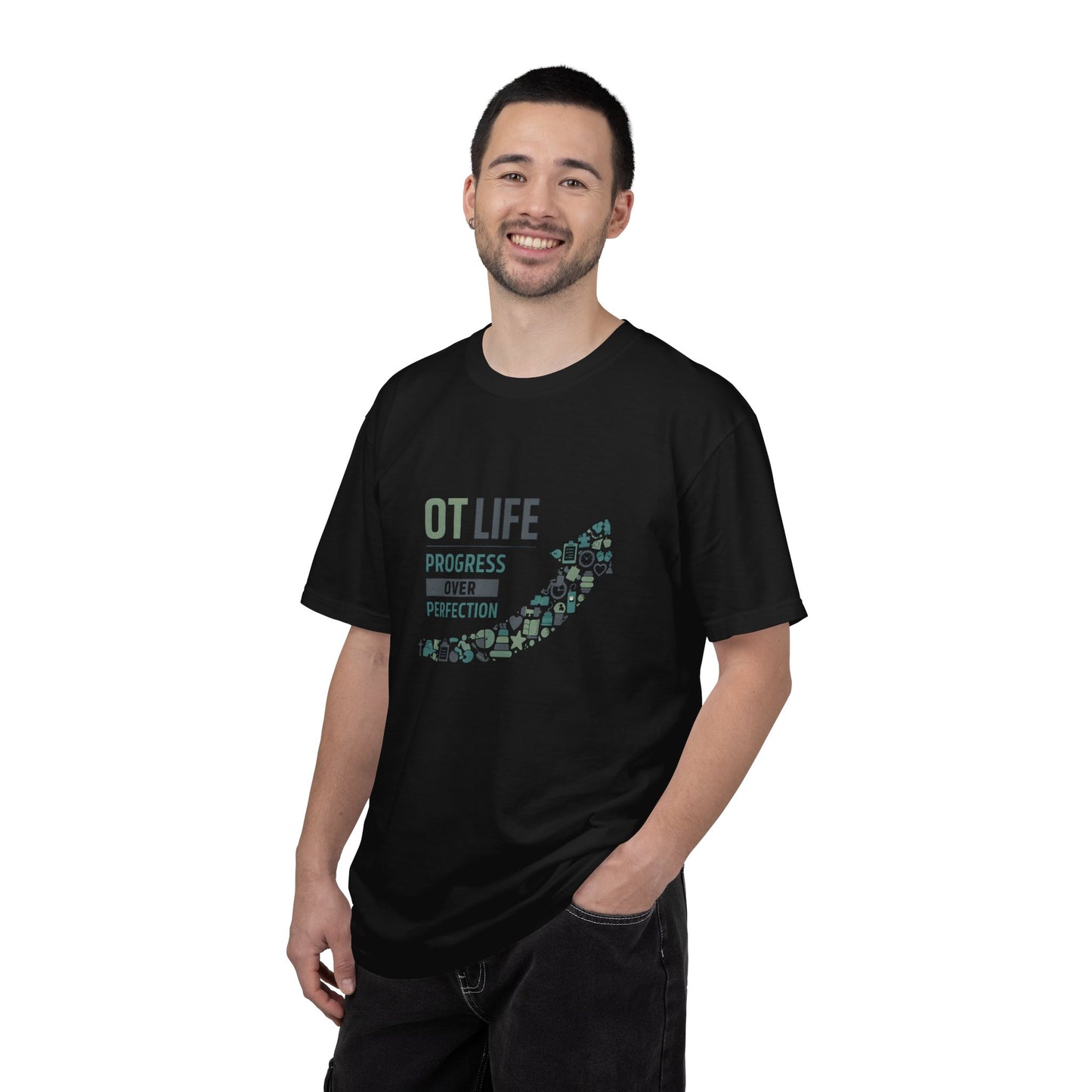 OT Life Progress Over Perfection T-Shirt | Occupational Therapy Arrow Design