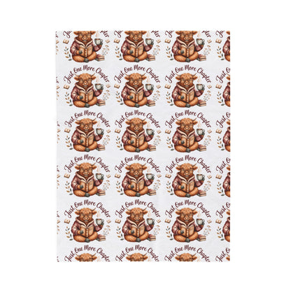 Reading Highland Cow Pattern Velveteen Plush Blanket | Cute Book Lover Throw
