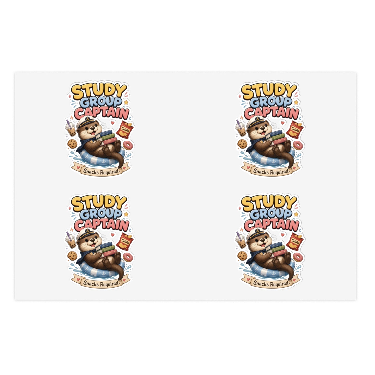 Study Group Captain Otter Sticker | Otter with Snacks Kiss-Cut Sticker
