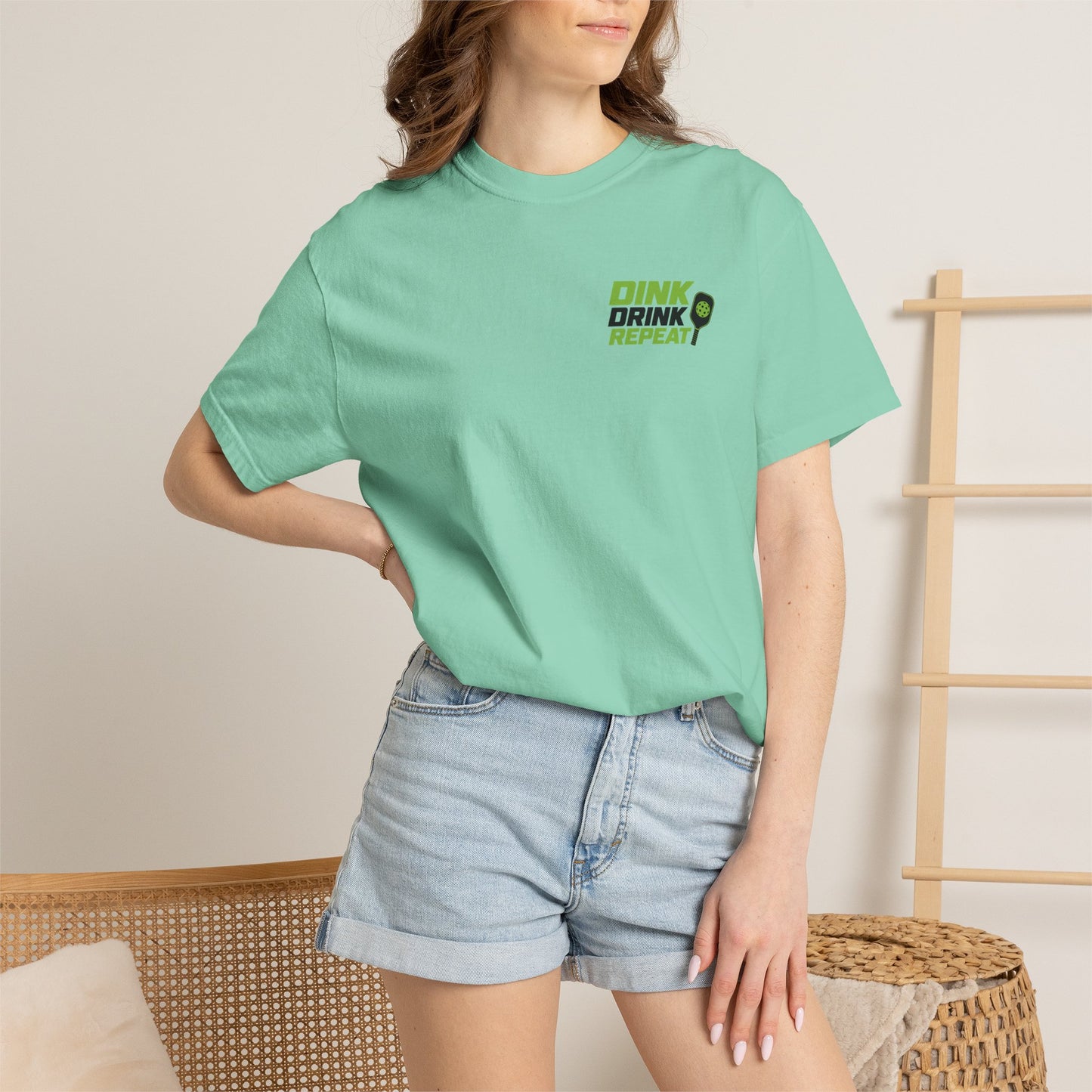 Dink Drink Repeat T-shirt | Pickleball Paddle Graphic