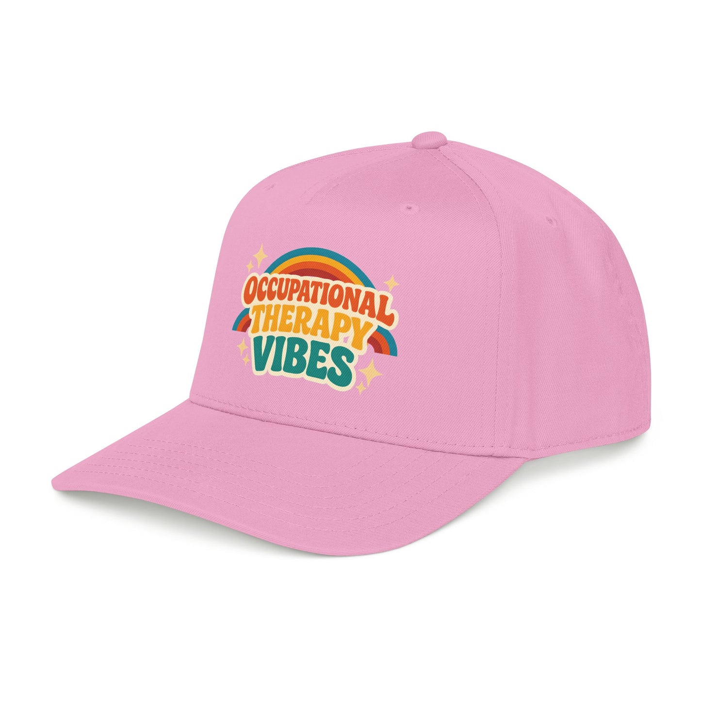 Occupational Therapy Vibes Cap | Retro Rainbow Mid Profile Baseball Cap