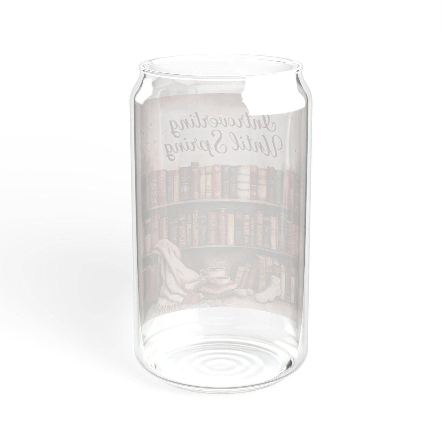 Introverted Sipper Glass, Cozy Reading Glass, 16oz Jar with Straw, Perfect Gift for Book Lovers and Introverts, Ideal for Home Decor