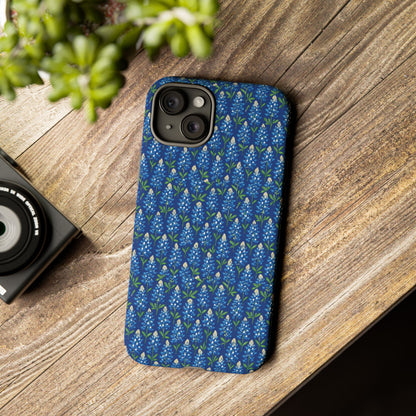 Phone Case, Texas Bluebonnet Tough Case, Navy Floral Phone Cover, Protective iPhone Case, Samsung Galaxy Case, Texas Wildflower Gift