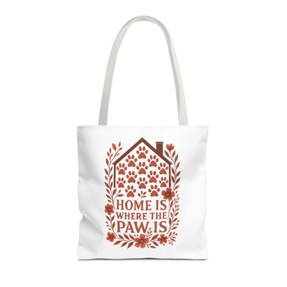 Home is Where the Paw Is Tote Bag | Pet Lover Gift, Floral Design, Animal Lover Accessory, Eco-Friendly Shopping Bag, Dog Mom Tote