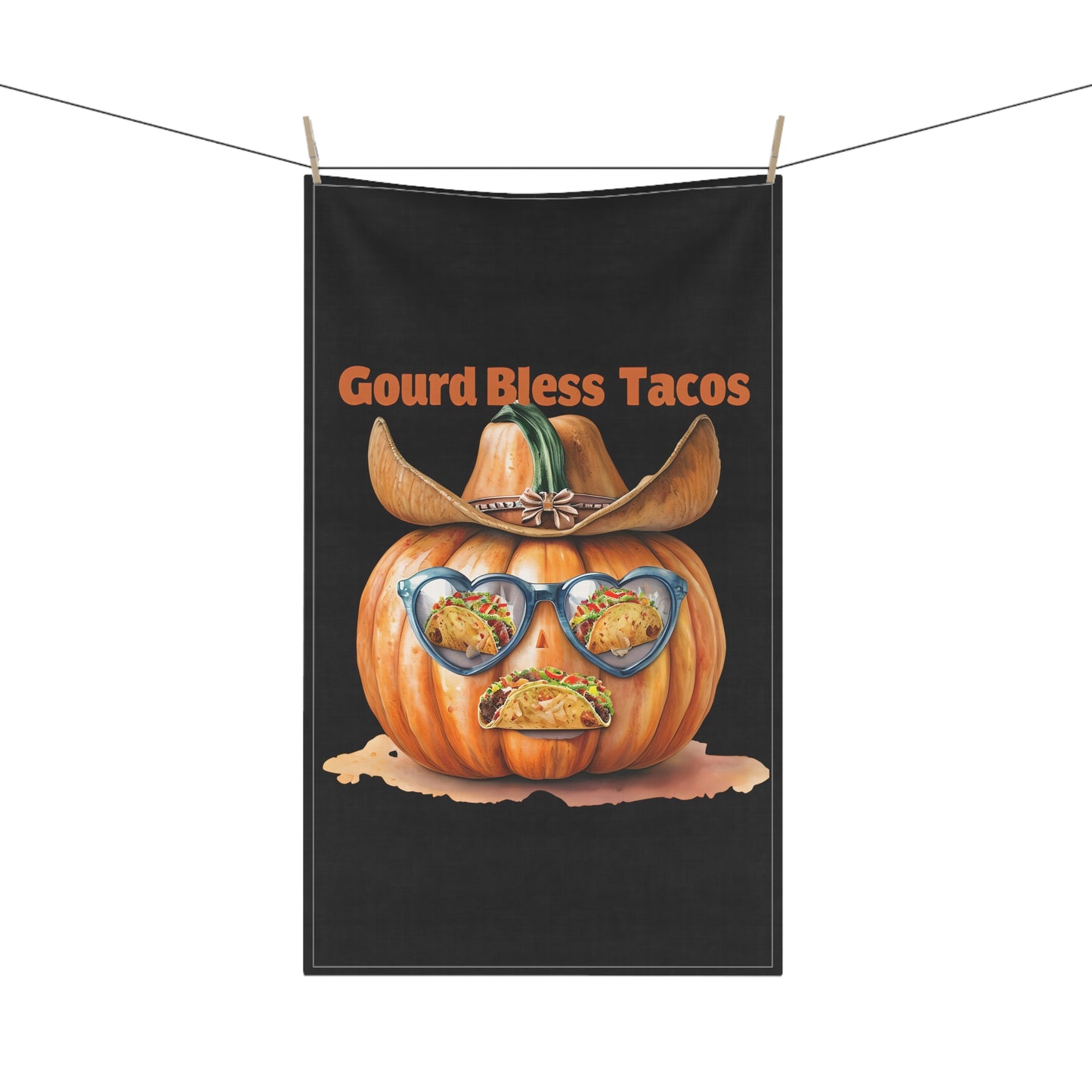 Festive Taco Lover's Tea Towels, Gourd Bless Tacos Kitchen Decor, Fall Kitchen Gift, Funny Halloween Homeware, Pumpkin Art Towels